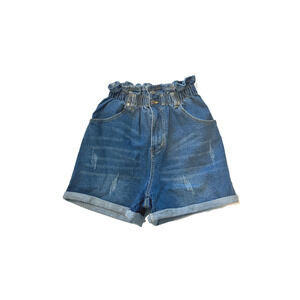 The Style Between Us Shorts Paper Bag High Rise Distressed Denim Women's Size M